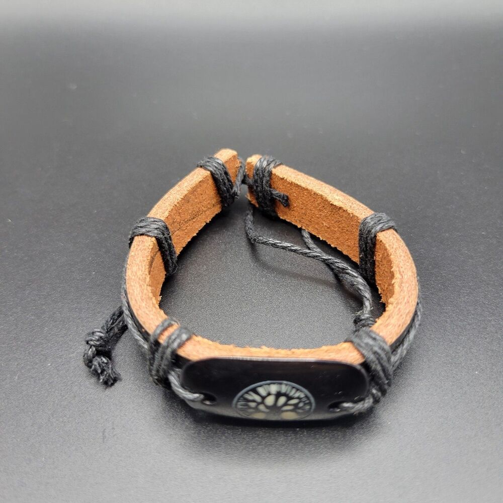 Adjustable Tree of Life Unisex Brown Leather Adjustable Hemp Cord Charm Bracelet